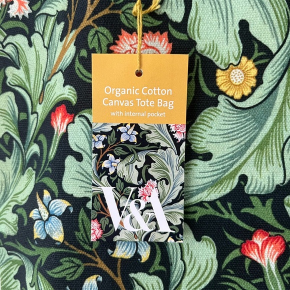 NWT V&A Museum green organic cotton canvas tote bag - Picture 2 of 7